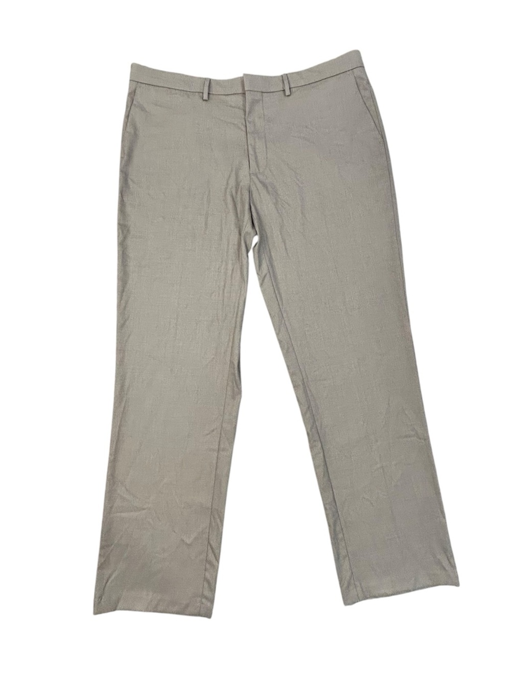 NEW Haggar Premium Straight Fit Dress Pants Stretch Waist 40x32 Gray Tan Flat